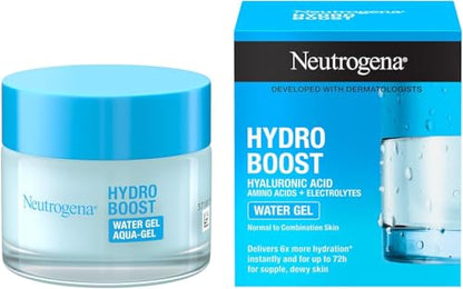 Neutrogena Hydro Boost Acqua Gel Crema idratante viso in gel leggero a base acqua Crema viso Acido Ialuronico per unidratazione intensa Ideale per pelle mista e sensibile 50 ml