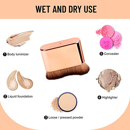 Yoseng Self Tan Brush  Rose Gold Kabuki Brush for Body Face  Hands  Vegan StreakFree Application MultiUse for Self Tanner Sunscreen Body Lotion