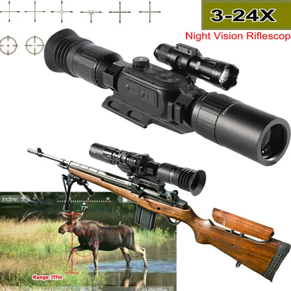 3-24X Night Vision riflescope Hunting Trail night vision monocular 7 reticles riflescope digital Wifi & Bluetooth NV IR camera