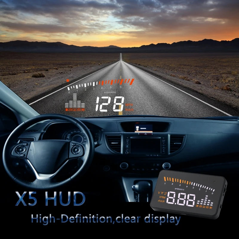 Car Auto Speedometer Electronic X5 Car Speed Projector OBD2 Head Up Display Auto Speedometer Windshield Projector HUD Digital