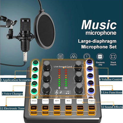 BM-800 Recording Studio Package with Voice Changer,Live Sound Card - Audio Interface for Live Streaming YouTube TikTok