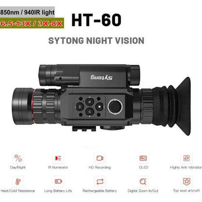 Sytong HT-60 6.5-13X / 2X-8X Digital Night Vision Riflescope NV monocular 850nm / 940nm WIFI Crosshair Aim Sight Hunting Camera