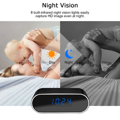 Mini Camera Desktop Clock Full HD 1080P Wireless Wifi Camera Control Infrared Night Vision DVR Home Monitoring Video