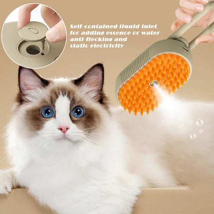 Pet Steam Brush Cat Dog Cleaning Steamy Spray Massage Beauty Comb 3 In 1 Hair Removal Grooming Supplies Pets Accessories