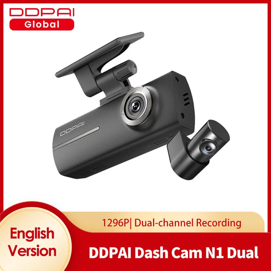 DDPAI Dash Cam N1 Dual Front & Rear Recording NightVIS 1296P Dash Cam Recorder