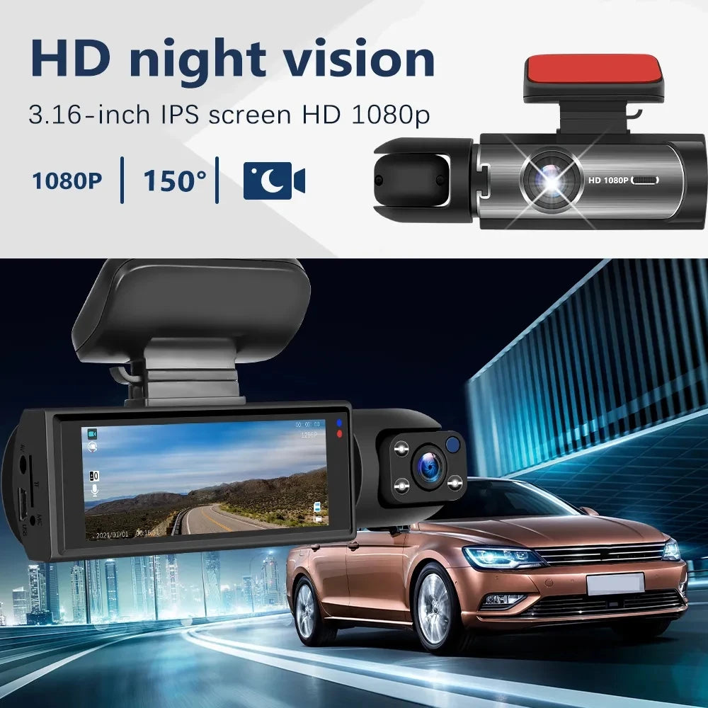 Car DVR Wide-angle 2-record High-definition Night Vision 1080P Driving Recorder Suction Cup 2-lens Car Front and inside Video