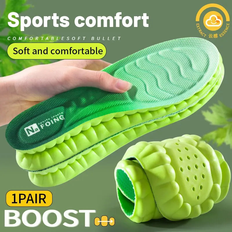 4D Sport Insoles for Feet Super Soft High Elasticity Shoe Pads Anti Pain Deodorant Cushion Arch Support Running Insoles