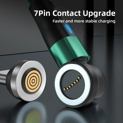 AUFU 5A Magnetic Fast Charging Cable 540 Rotate Magnetic Micro USB Type C Cable For iPhone 14 Samsung Xiaomi Mobile Phone Cable