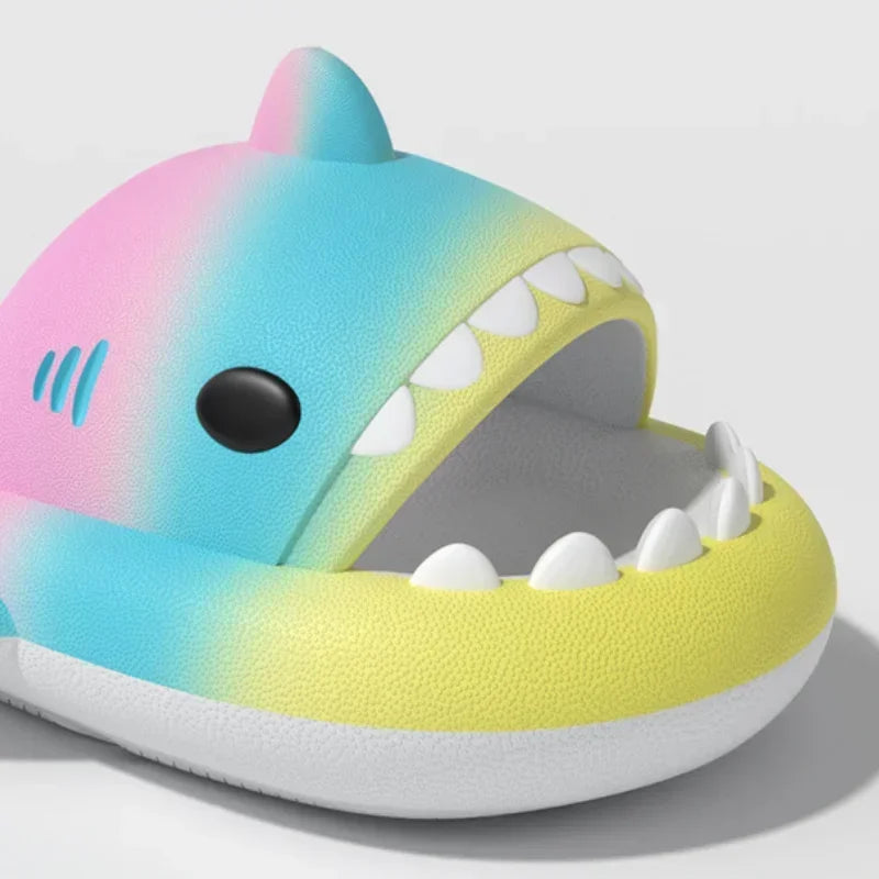 Summer Gradient Shark Slippers Children's Home Bathroom Slippers Baby Non Slip Platform Cute Cartoon Soft Sole Kids Fun Shoes