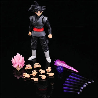 14cm Anime Dragon Ball Black Goku Zamasu Action Figure Super Saiyan Movie Version Dbz Model With Multiple Accessories Toys