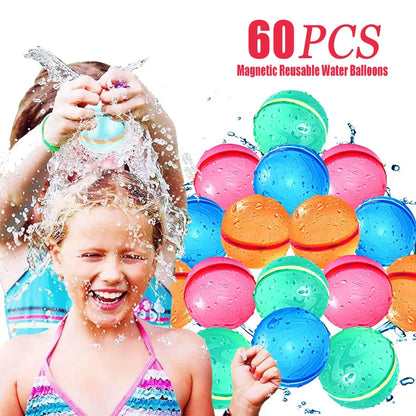 Swimming Pool Magnetic Reusable Water Balloons Refillable Water Balloon Quick Fill Self Sealing Water Bomb Splash Balls for Kids