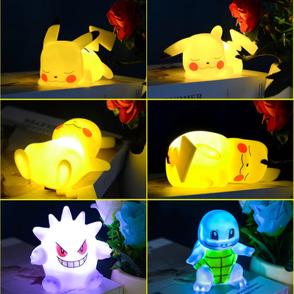 New Pokemon Pikachu Night Light Cute Anime Soft Light Bedroom Bedside LED Light Room Decoration Kawaii Dute Desk Decoration