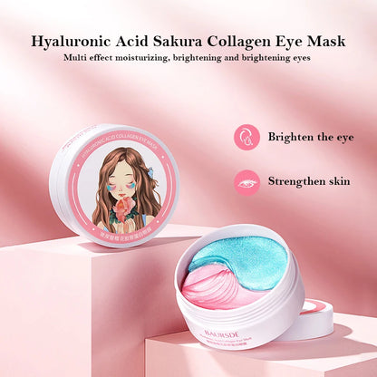 60Pcs Hyaluronic Acid Sakura Collagen Eye Mask Moisturizing Eyes Bags Dark Circles Remove Beauty Skincare Eye Patches