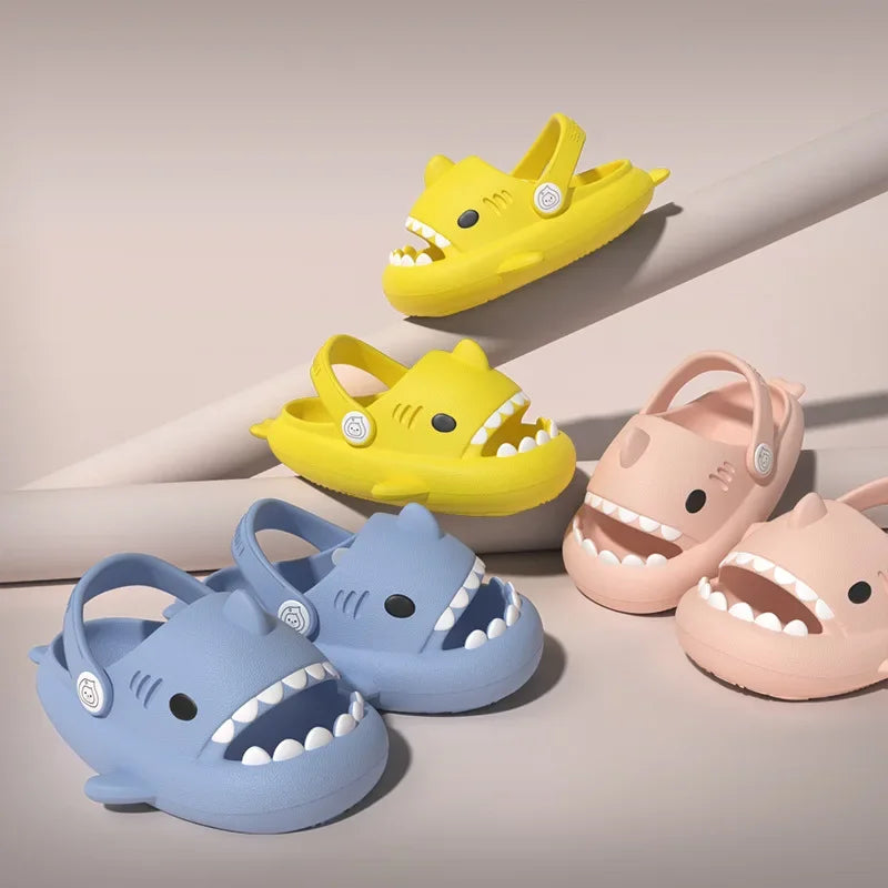 Three-dimensional Children's Shark Hole Shoes Summer Home Baby Non Slip Platform Sandals Cute Cartoon Soft Sole Kids Slippe