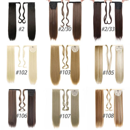 Ponytail Extension Straight Wrapped Hair Straight Long Synthetic Hair Braid Hairpiece Women for party cosplay daily user