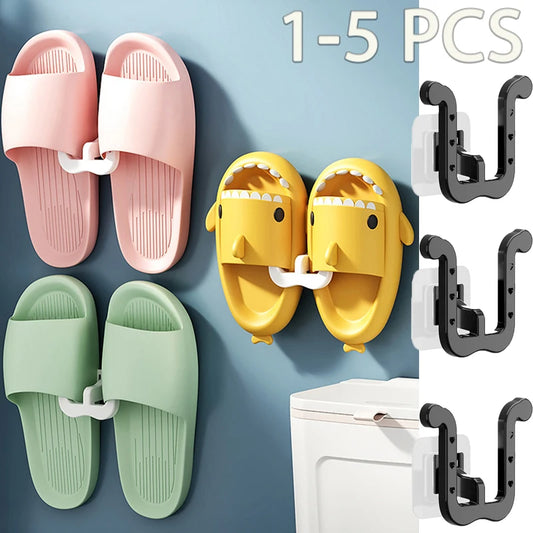 1-5 PCS Slippers Rack Bathroom Simple Slipper Hook Toilet Drainage Rack Wall Mounted Bedroom Neat Storage Shoe Drying Rack