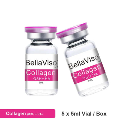 BellaViso Collagen (GSH+HA) Facial Serum Skincare Glutathione Hyaluronic Acid MTS Rejuvenation Face Essence 5mlx5 Vials/Box