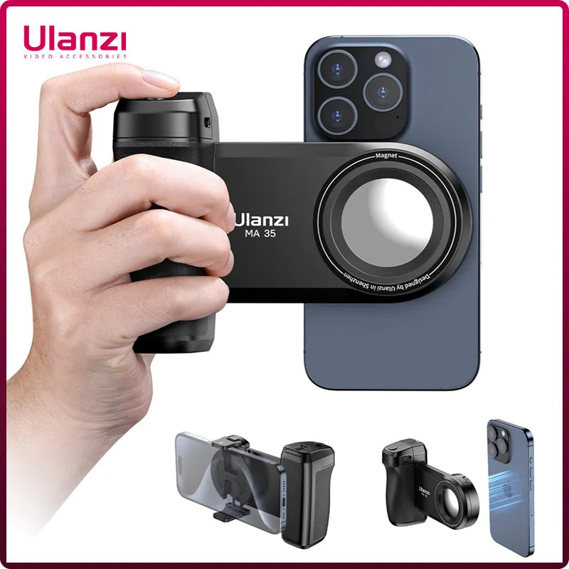 Ulanzi MA35 MagSafe Bluetooth Shutter Smartphone Camera Handle Grip Selfie Stablizer Vertical Horizontal Shooting for Phone