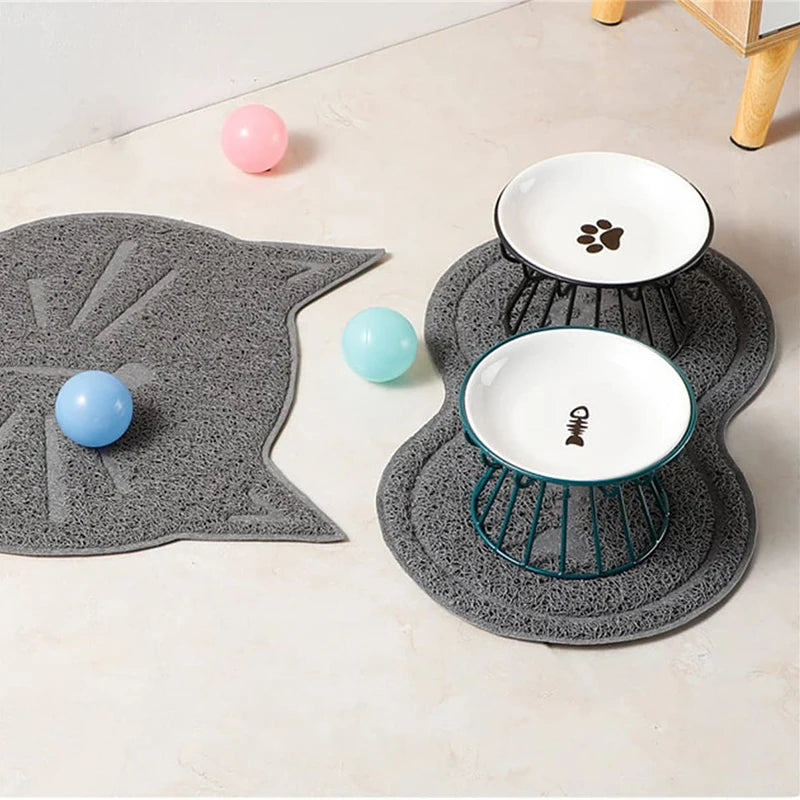 Pet Ceramic Bowl Cat Metal Bowl Rack Ceramic Drinking Feeding Bowl Snack Canned Food Plate Anti-Cervical Spondylosis Food Basin