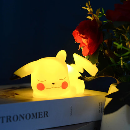 New Pokemon Pikachu Night Light Cute Anime Soft Light Bedroom Bedside LED Light Room Decoration Kawaii Dute Desk Decoration