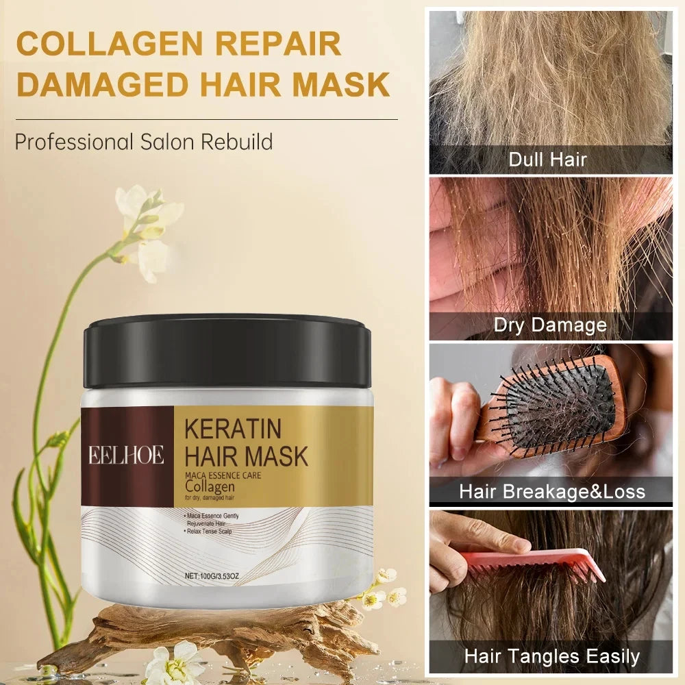 Collagen Hair Treatment Deep Repair Conditioning Argan Oil Collagen Hair Mask Essence Keratin Conditioner For Dry Damaged Hair