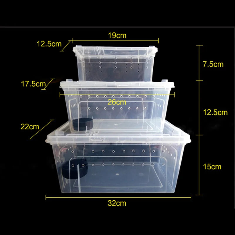 Reptile Breeding Feeding Box Transparent Insect Rearing Hatching Containers Habitat Cage For Spider Lizard Turtle Small Animals