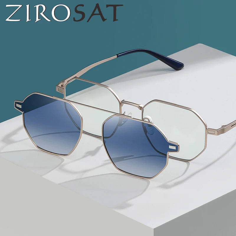 ZIROSAT CG8801 Polarized Sunglasses Men Women Magnetic Clip On Glasses Alloy Optical Prescription Eyewear Frames Eyeglasses