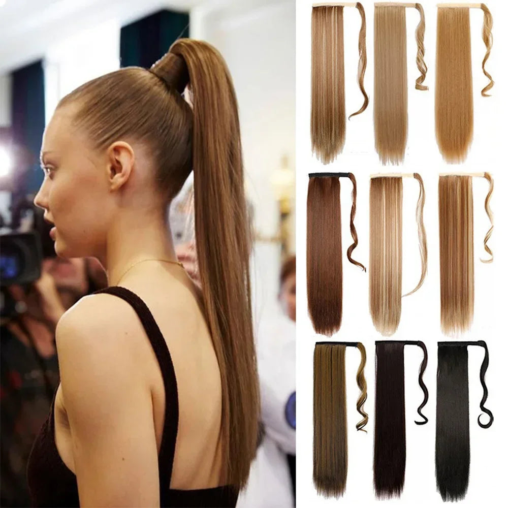 Ponytail Extension Straight Wrapped Hair Straight Long Synthetic Hair Braid Hairpiece Women for party cosplay daily user