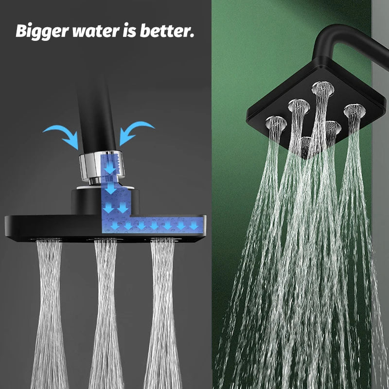 Square Magic Water Shower Head Rain Drenching Mode Suspension Type Whole Body Shower Large Area Home Bathroom Accessories Sets