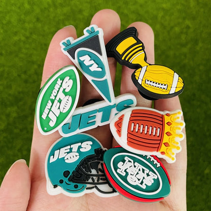 7PCS Football Shoe Charms for Clog Sandals, Sports Shoe Charms Football Team for Birthday Party Gifts