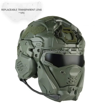 Shooting Sports Helmet Full Covered Protective Tactical Combat Helmets Headset Hunting Paintball Head Protector 2 Lens