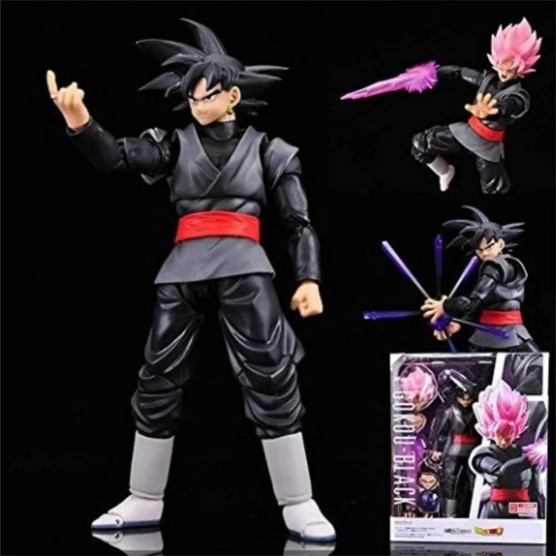 14cm Anime Dragon Ball Black Goku Zamasu Action Figure Super Saiyan Movie Version Dbz Model With Multiple Accessories Toys