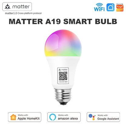 A19 Smart Bulb Wholesale Matter Smart Light WiFi 9W With Voice Control And Timer Setting Wireless Smart Light Home Accessories