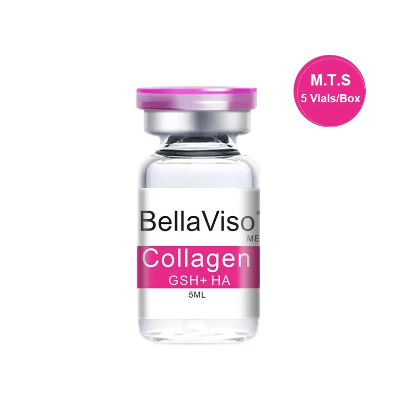 BellaViso Collagen (GSH+HA) Facial Serum Skincare Glutathione Hyaluronic Acid MTS Rejuvenation Face Essence 5mlx5 Vials/Box