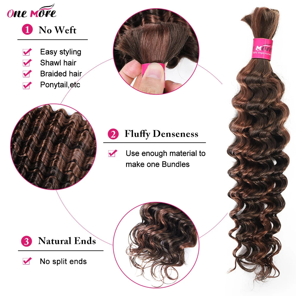 Highlight Bulk Human Hair For Braiding 4 30 Ombre Brown Deep Wave Human Hair Extenstions No Weft Bundle For Women Hair Bundles