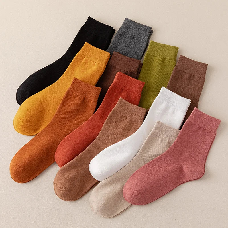 Socks women's Cotton Solid Color Autumn Spring Soft Breathable