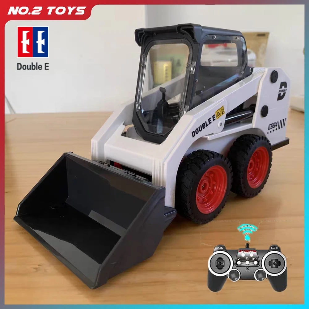 Double E E594 2.4G Remote Control Slip Loader Toy Car RC Engineering Vehicle Excavator Truck with LED Lights Toys for Boys Gifts