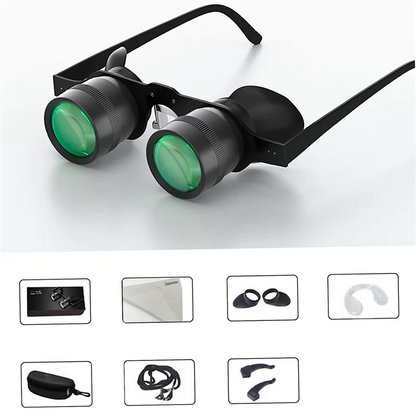 Fishing Binoculars Glasses Portable Hands Free Binoculars Telescope 10X Zoom Glasses for Outdoor Fishing Bird Watching