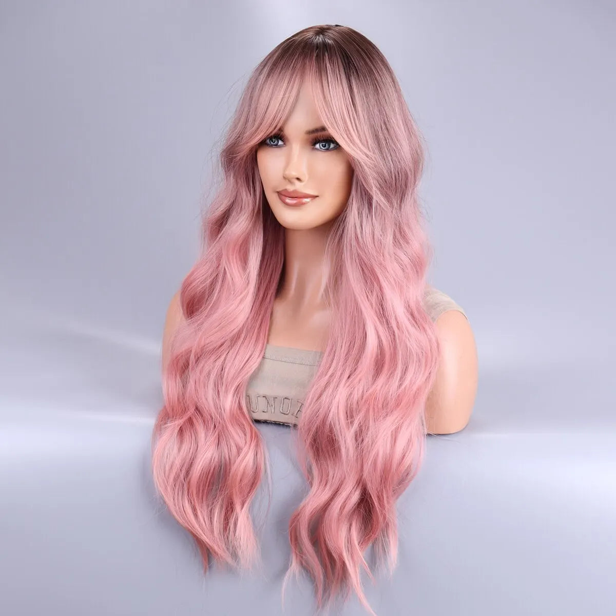 Long Body Wave Ombre Black Pink Cosplay Wigs Heat Resistant Synthetic Wigs Middle Part Natural Lolita Wigs For Women