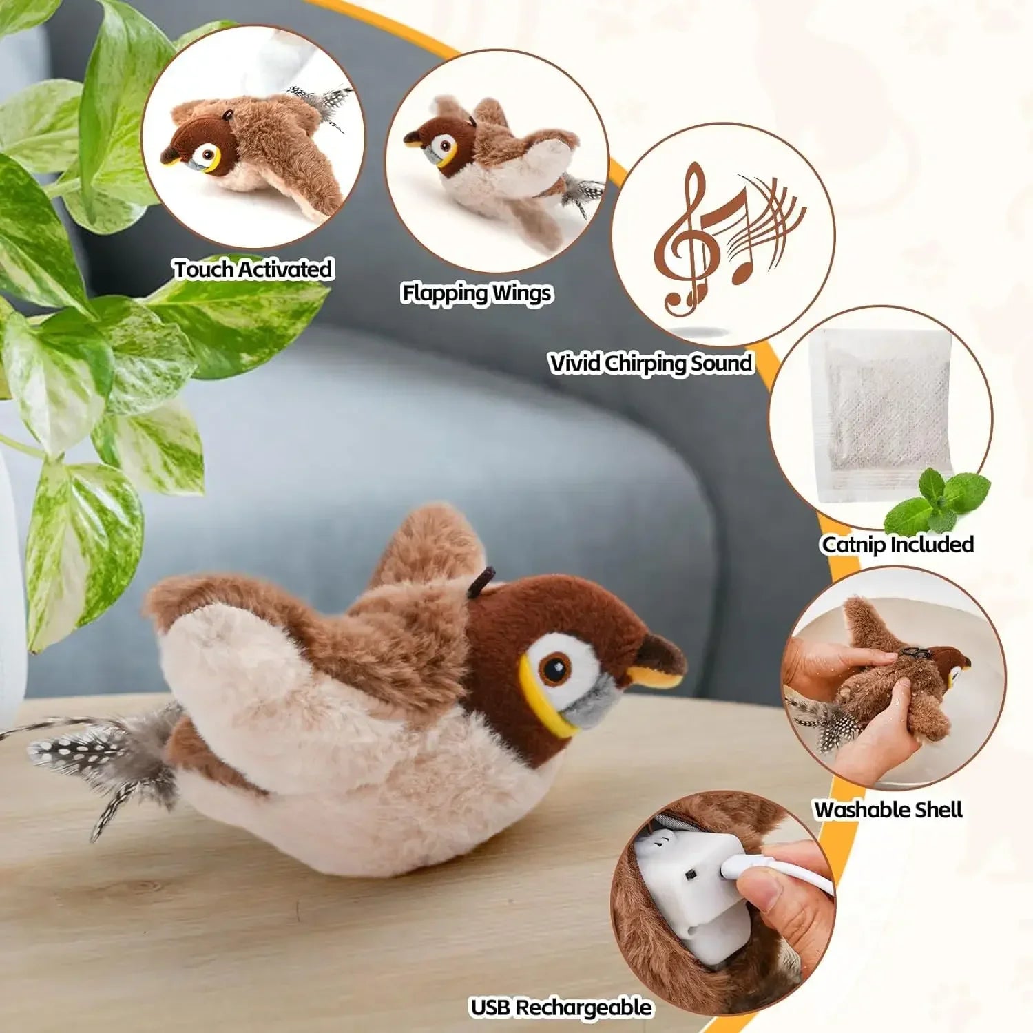 Interactive Cat Bird Toy 