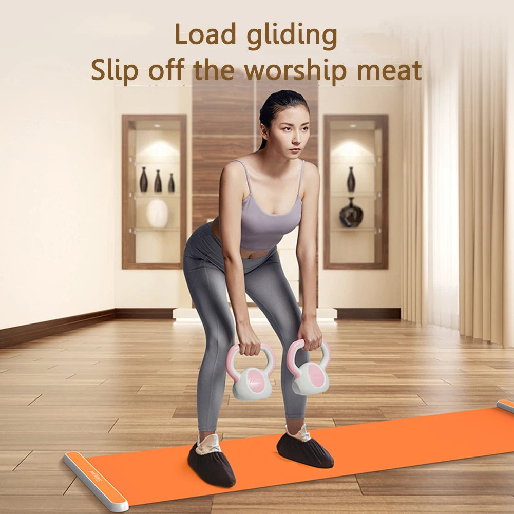 Yoga Sliding Mat Indoor Sport Fitness Glide Pilates Leg Core Training Board Mat for Ice Hockey Roller Skating Leg Exercise 200cm