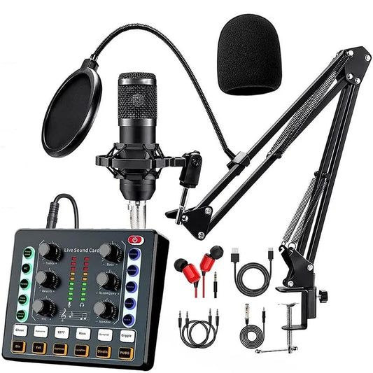 BM-800 Recording Studio Package with Voice Changer,Live Sound Card - Audio Interface for Live Streaming YouTube TikTok