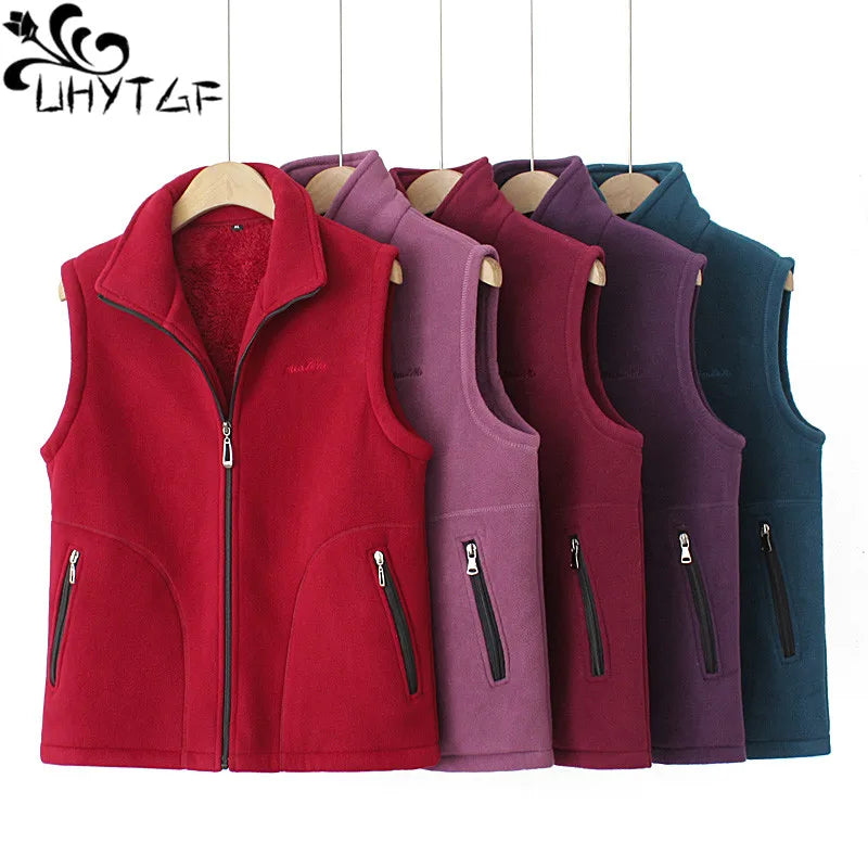 6XL Women Vests New Autumn Winter Shake Fleece Vests Sleeveless Jacket Female Waistcoats Coats Large Size Outewear Chaleco Mujer