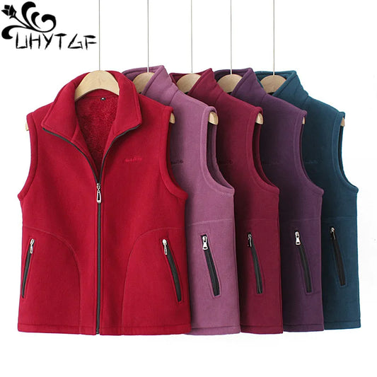 6XL Women Vests New Autumn Winter Shake Fleece Vests Sleeveless Jacket Female Waistcoats Coats Large Size Outewear Chaleco Mujer