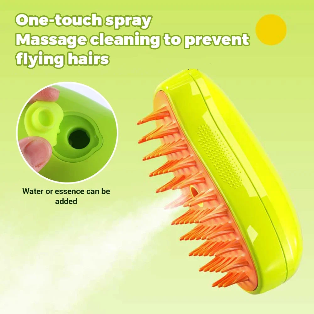 3 in 1 Pet Cat Grooming Hair Removal Spray Brush Pet Cat Steamy Comb Dog Cat Kitten Self Cleaning Massage Steam Brush