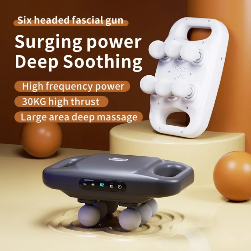 6-head massage gun,suitable for massaging the body, legs, waist, back, and neck, handheld massager with high torque power supply