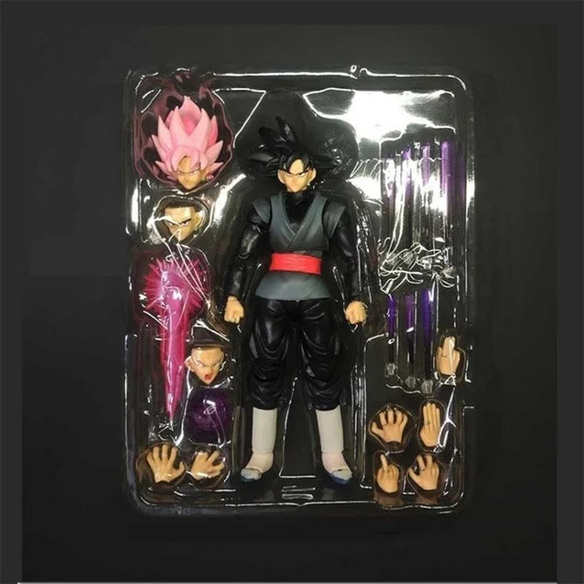 14cm Anime Dragon Ball Black Goku Zamasu Action Figure Super Saiyan Movie Version Dbz Model With Multiple Accessories Toys