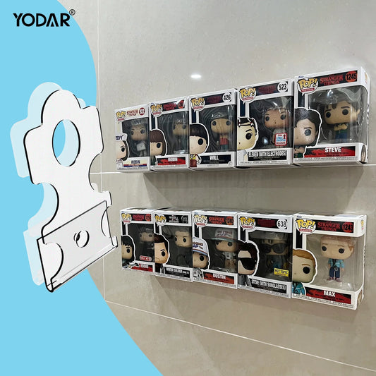 10 Pack Clear Acrylic Floating Shelves for Funko Pop Box Hidden Storage Hook Wall Mounted Display Case for Protect Figure Box